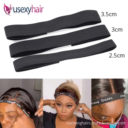 Free logo custom elastic wig melt band for wigs and bonnet head wrap keep the frontal lace hair wig